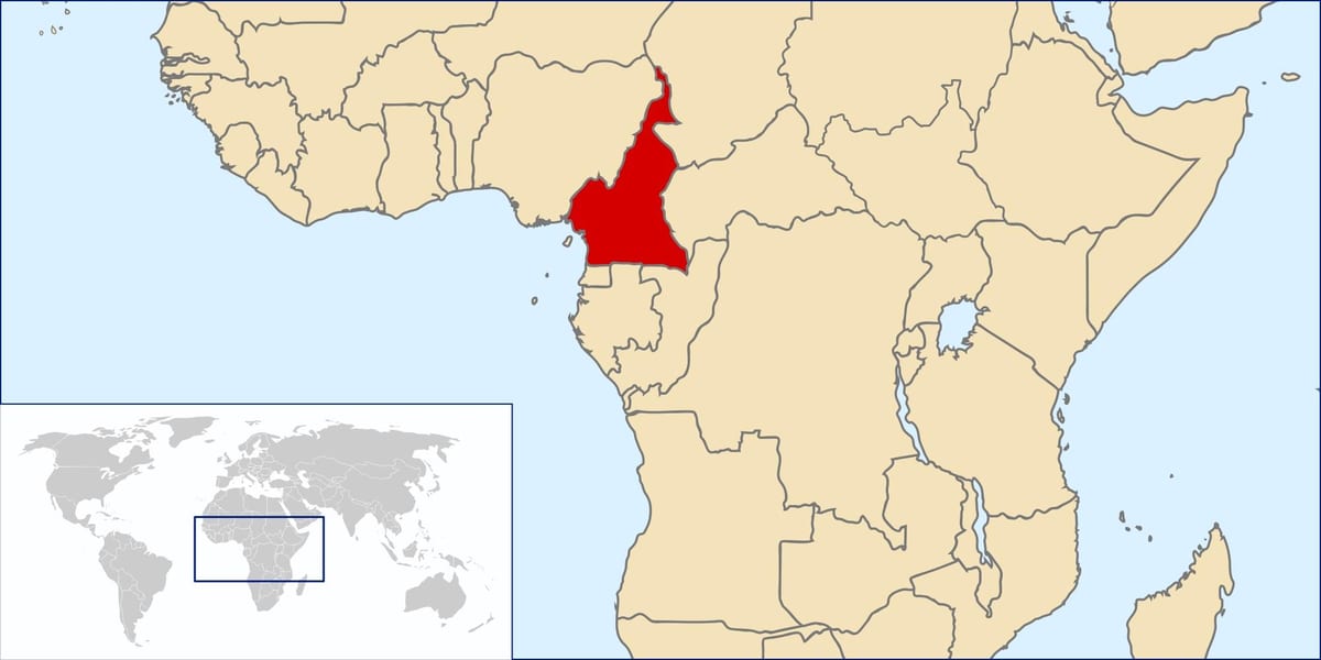 કેમરૂન સ્થાન પર વિશ્વના નકશા