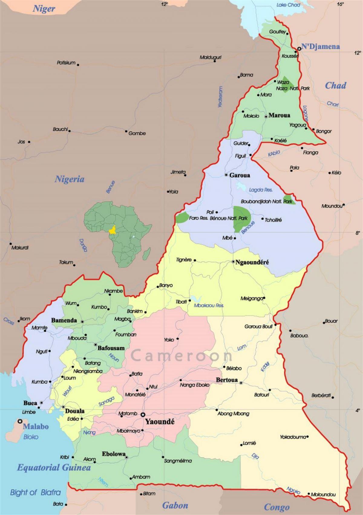 નકશો રાજકીય cameroo