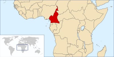 કેમરૂન સ્થાન પર વિશ્વના નકશા